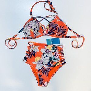 Teen/Wmn} NEW Euro Set Sz UK8 us4 Floral Neon Bikini Set